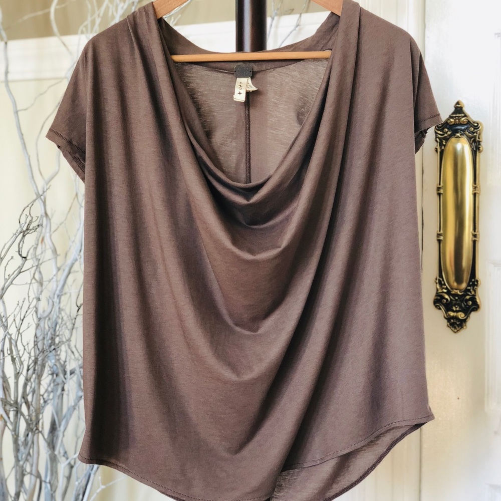 NWT Free People Low Cowl Neck drapey tee